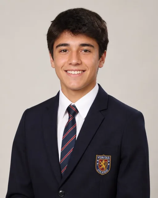 Ejemplo de retrato escolar con encuadre y uniforme institucional